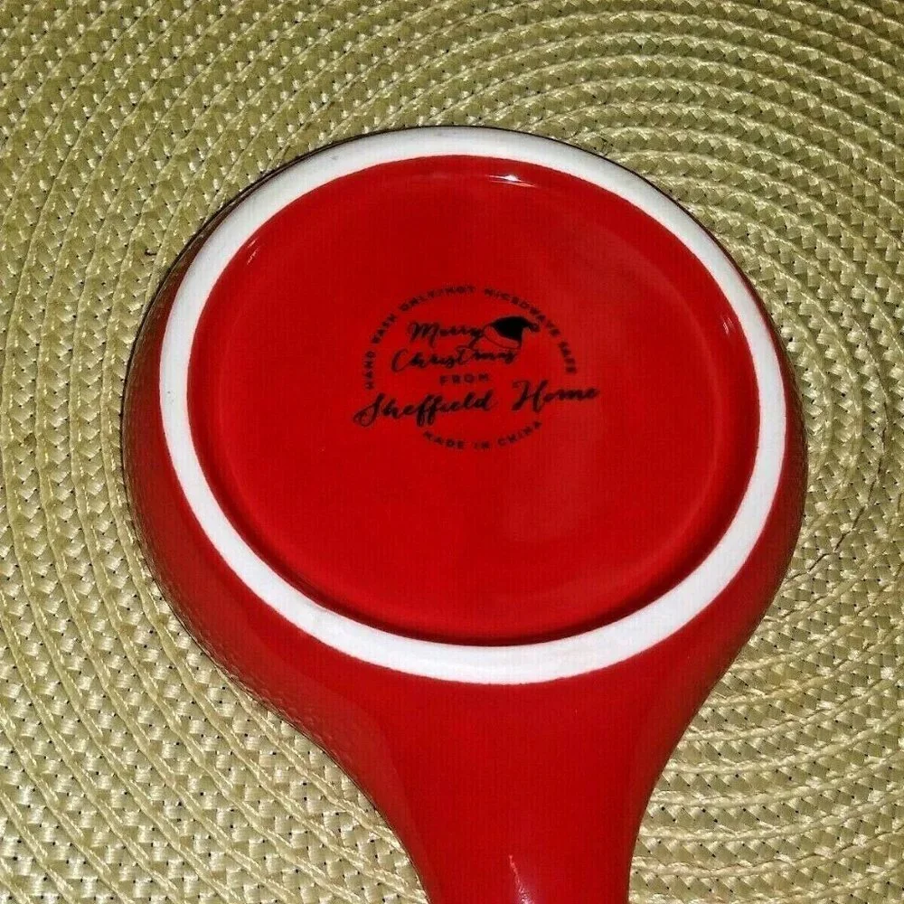 Christmas Spoon Rest Red Gold Ceramic 